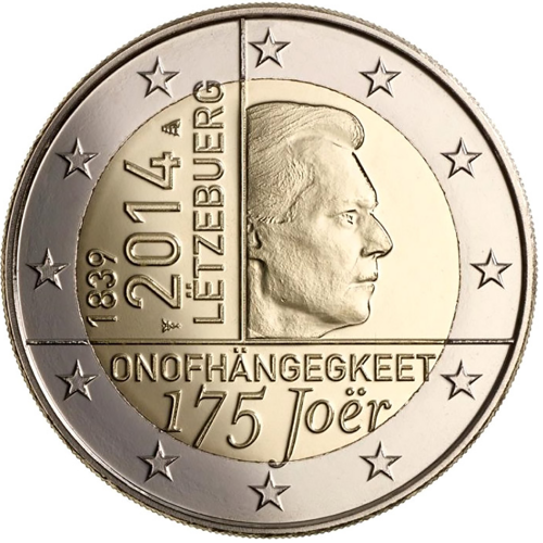 Luxemburgo 2€ 2014 175 Anos da Independência
