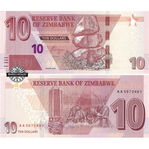 Zimbabué 10 dólares 2020