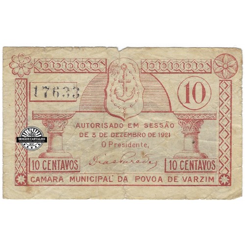 Cédula da Póvoa de Varzim 10 Centavos