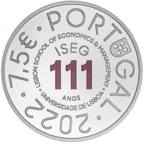 Portugal 7.5€ 2022 ( Prata Proof ) 111º Aniversário do  ISEG