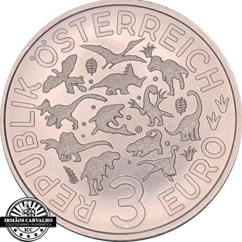 Áustria  3€  2022 Pachycephalosaurus