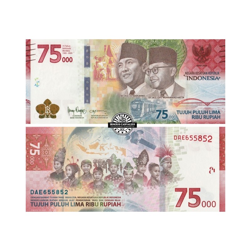 Indonésia 75 000 Rupias 2020