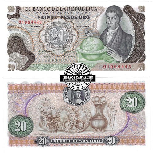 Colômbia 20 Pesos 1977