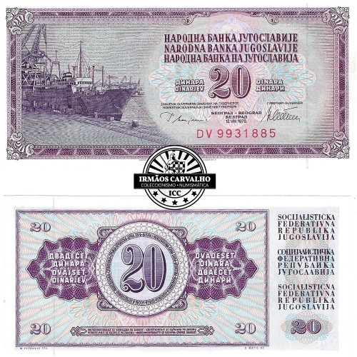 Jugoslávia 20 Dinares 1978