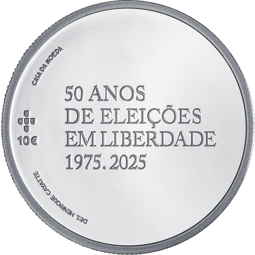 10 Euros 2025 Proof 50 ANOS DE ELEIÇÕES EM LIBERDADE