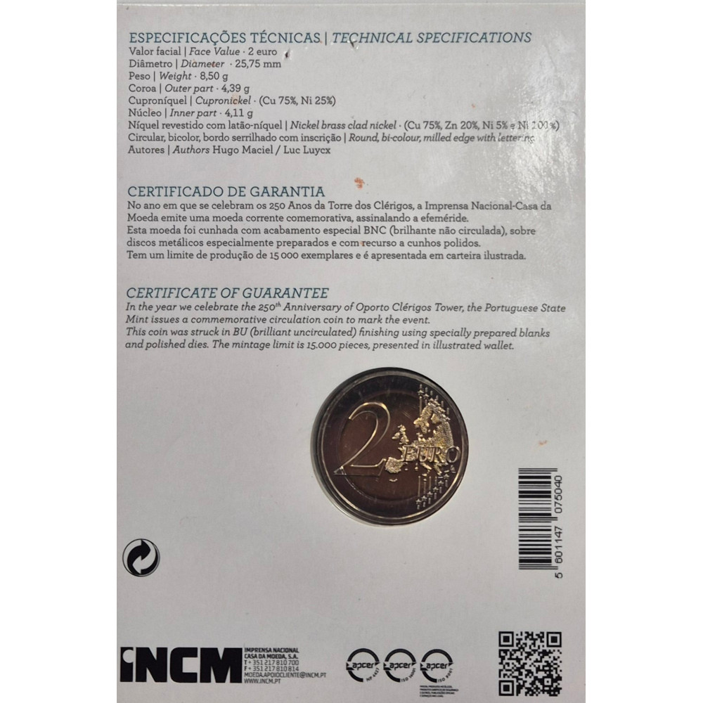 2€ BNC 2013 Torre dos Clérigos