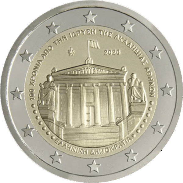 moeda Grécia 2 Euro 2026 Academia de Atenas