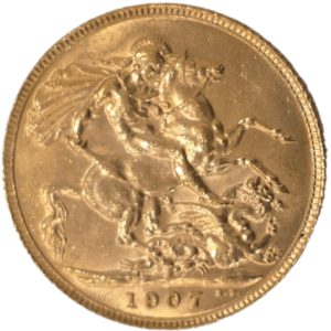 Moeda de Ouro 1 Libra 1907 - verso
