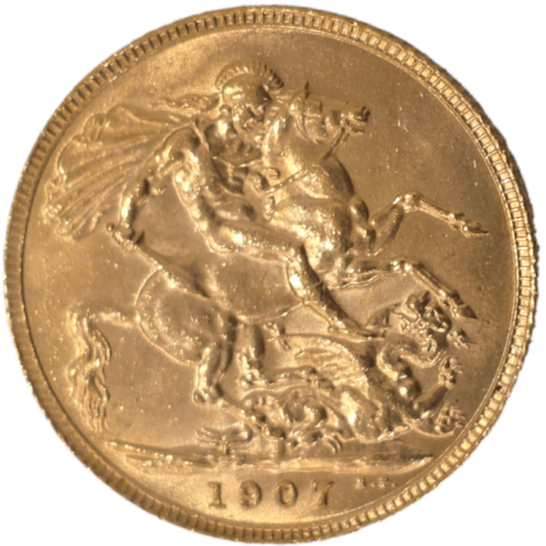 Moeda de Ouro 1 Libra 1907 - verso