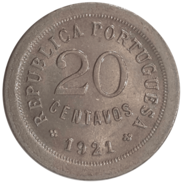 Moeda de 20 centavos de 1921 P Aberto
