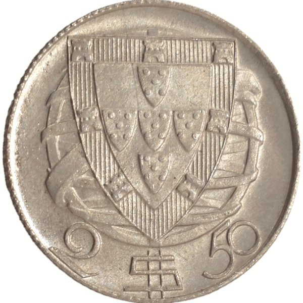 Moeda de 2,5 escudos de 1944 em prata - verso