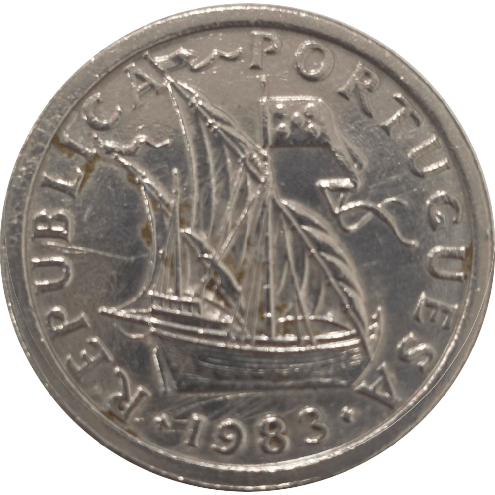 Moeda de 2,5 escudos de 1983 eixo deslocado