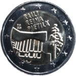 Finlândia de 2 Euros do ano 2026 alusiva a Riley e Reima Pietilä.