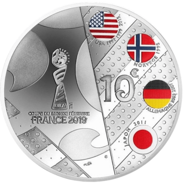 Moeda de 10 Euros Comemorativa do Campeonato do Mundo de Futebol Feminino França 2019 - verso