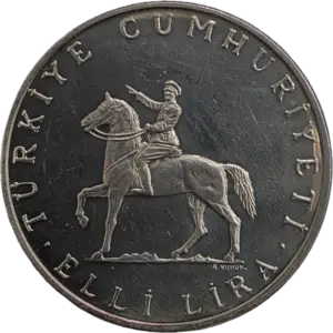 Moeda Turquia 50 Lira 1972 Vitória de Agosto