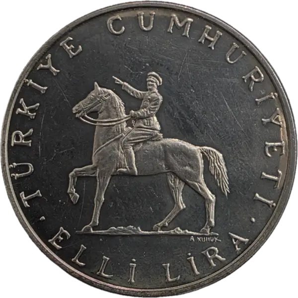 Moeda Turquia 50 Lira 1972 Vitória de Agosto